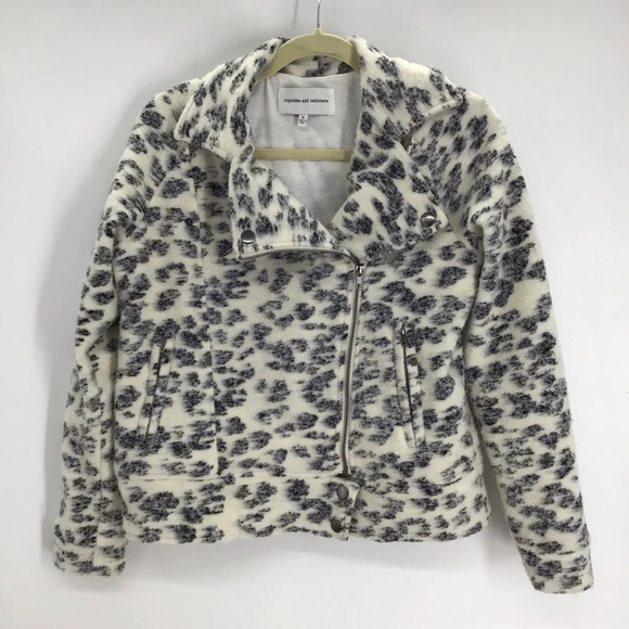 Cupcakes & Cashmere Braken Printed Full Zip Casual Moto Jacket/Shacket Size S - Picture 2 of 10